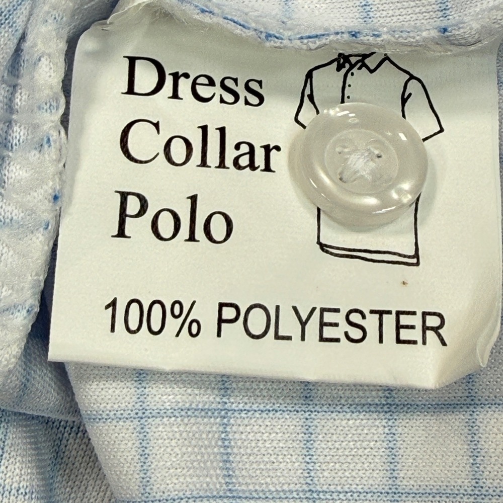 Collars & Co Mens Dress Collar Polo Size Large Thin Blue Check NEW - Picture 8 of 10
